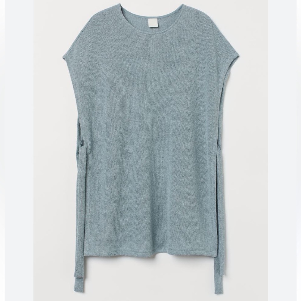 BRAND NEW H&M Light Blue Tie-detail Sweater Vest in XS